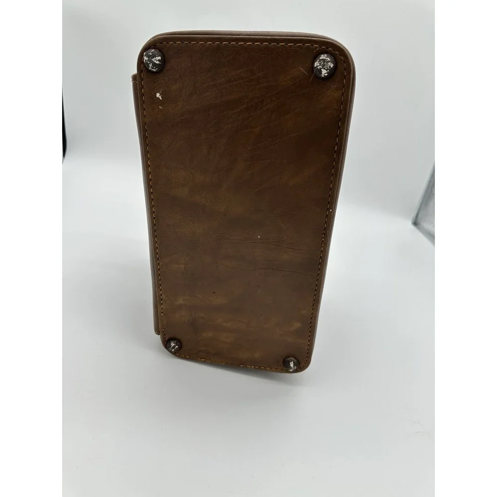 Vintage Camera Bag Satchel Case Hard Shell Faux Leather Brown Small